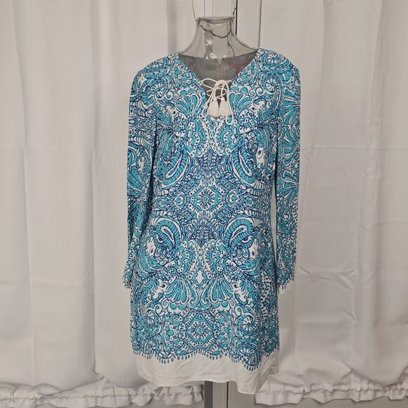 Lilly Pulitzer Ashby Rayon Tunic Dress Sea Blue Size M - Picture 4 of 11